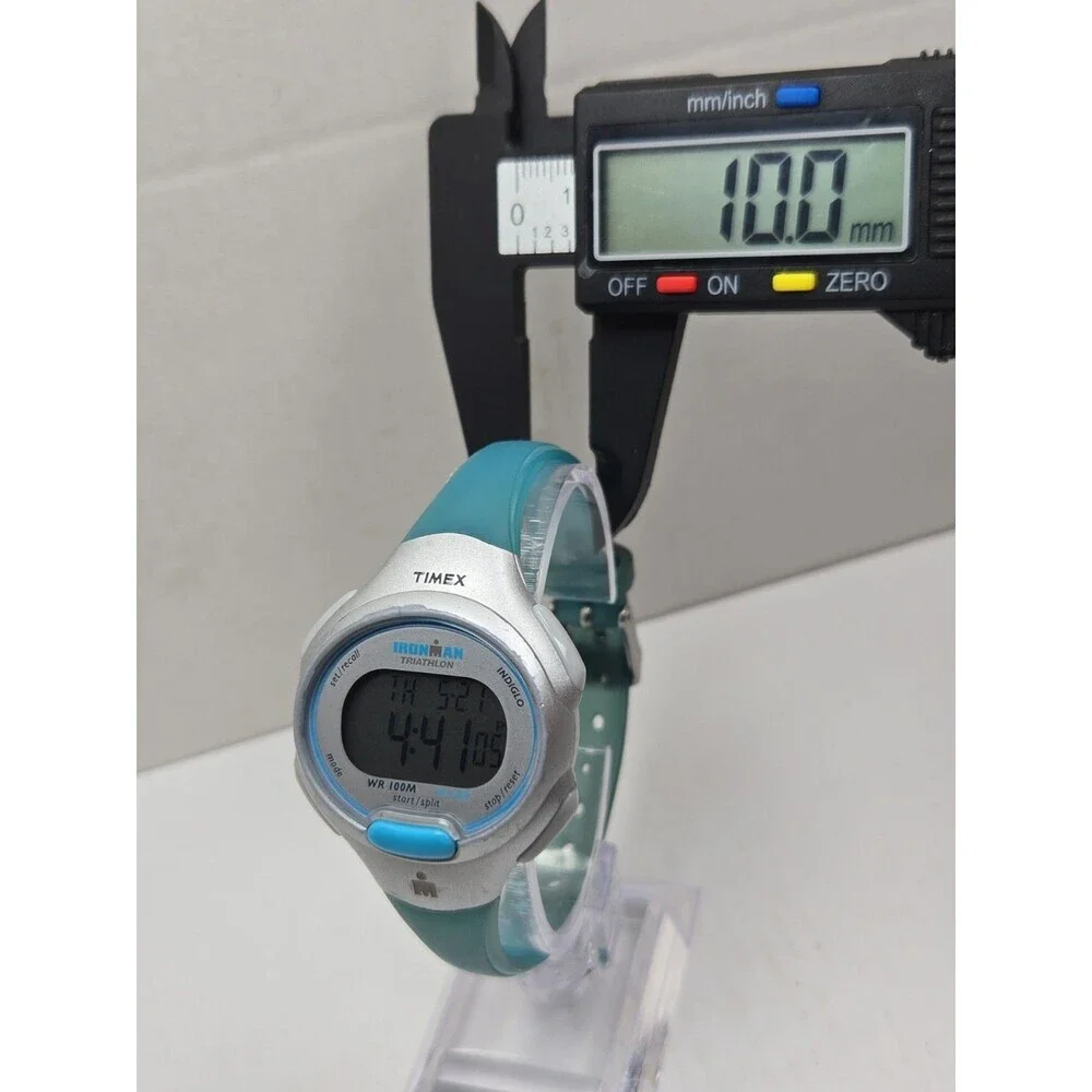 Timex Ironman Womens Teal Silver Digital Watch 10 Lap Indiglo Alarm New Battery